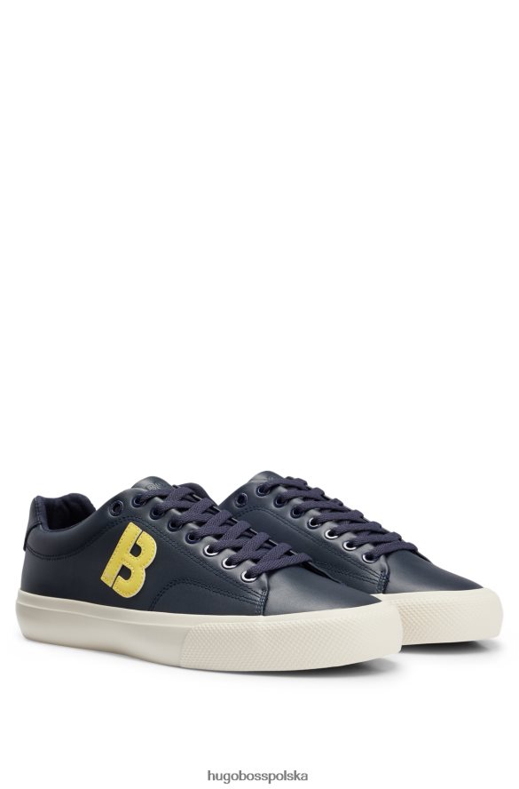 Hugo Boss ciemnoniebieskie buty sportowe na niskim obcasie z kontrastowym detalem „b” hugo ciemny niebieski R0X0H64659