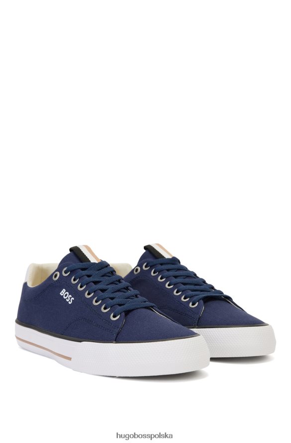Hugo Boss ciemnoniebieskie buty sportowe z płótna bawełnianego z charakterystycznym paskiem hugo ciemny niebieski R0X0H64692