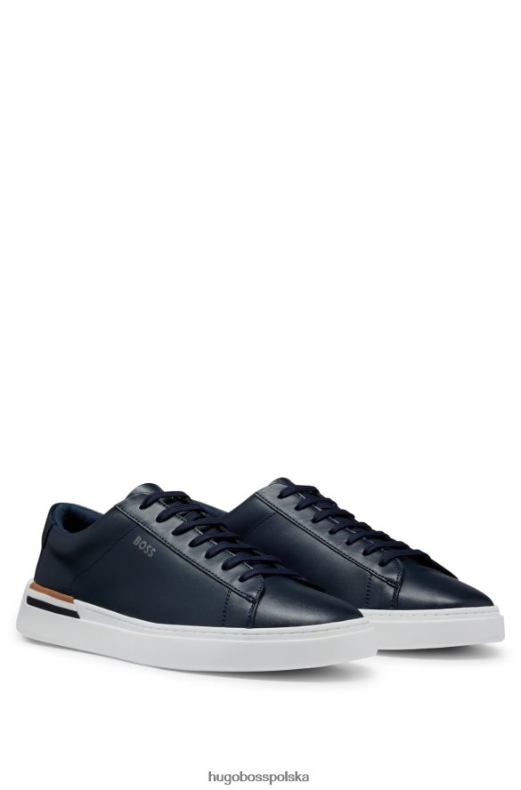 Hugo Boss ciemnoniebieskie buty sportowe z podeszwą typu cupsole i charakterystycznym paskiem na obcasie hugo ciemny niebieski R0X0H64836