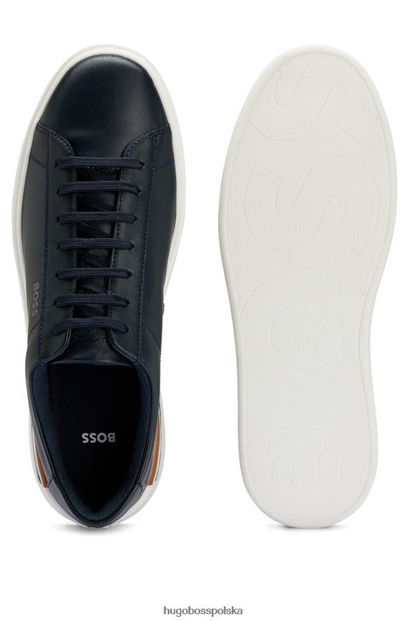 Hugo Boss ciemnoniebieskie buty sportowe z podeszwą typu cupsole i charakterystycznym paskiem na obcasie hugo ciemny niebieski R0X0H64836