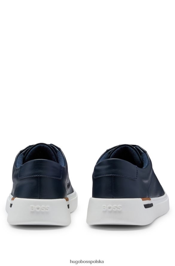 Hugo Boss ciemnoniebieskie buty sportowe z podeszwą typu cupsole i charakterystycznym paskiem na obcasie hugo ciemny niebieski R0X0H64836