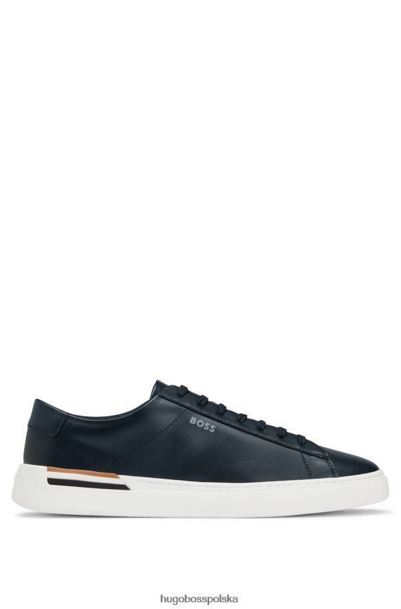 Hugo Boss ciemnoniebieskie buty sportowe z podeszwą typu cupsole i charakterystycznym paskiem na obcasie hugo ciemny niebieski R0X0H64836