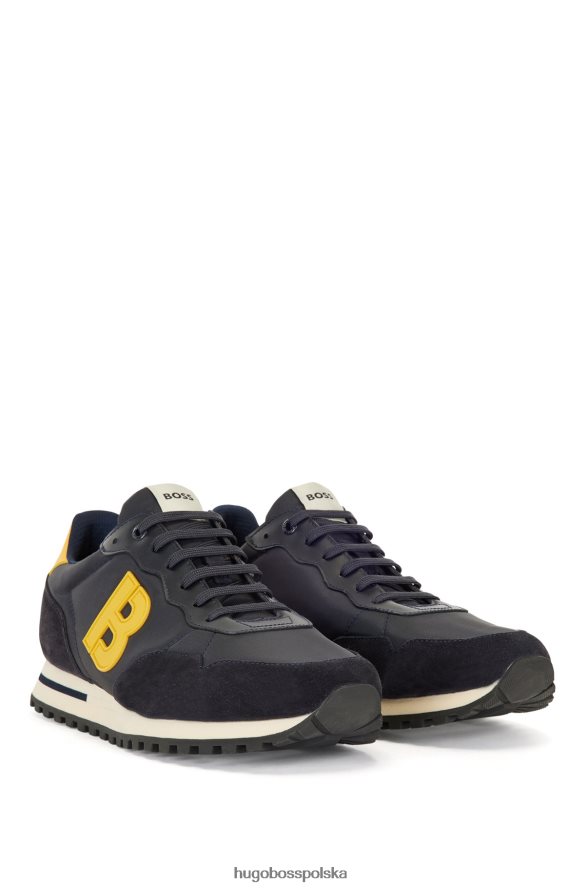 Hugo Boss ciemnoniebieskie buty sportowe z różnych materiałów z detalami „b” hugo ciemny niebieski R0X0H64924