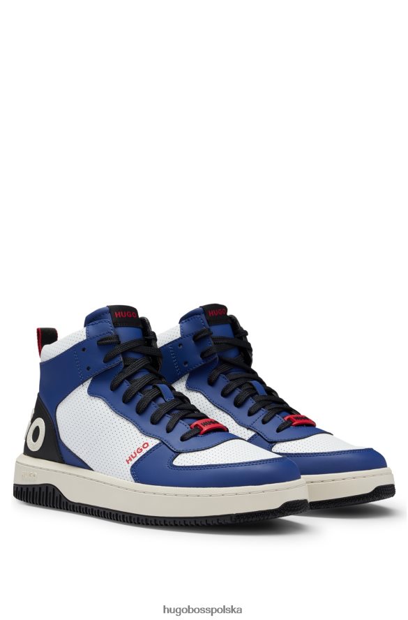 Hugo Boss ciemnoniebieskie, wysokie buty sportowe z różnych materiałów, z logo hugo na plecach ciemny niebieski R0X0H64998