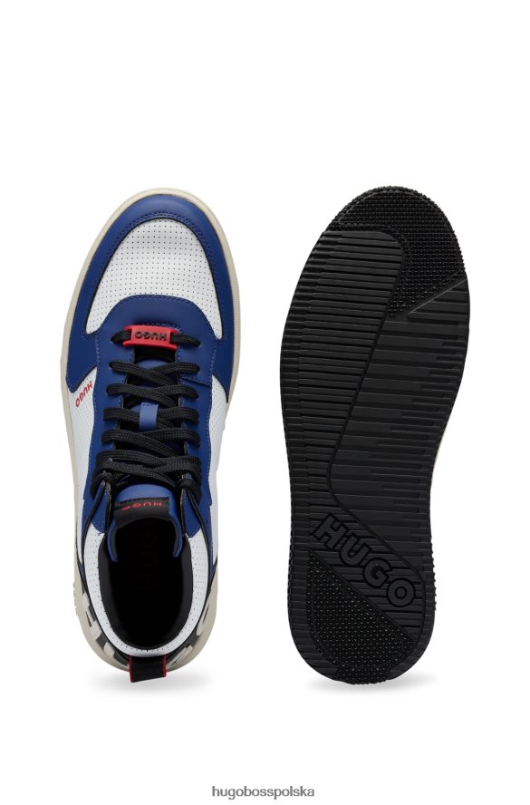 Hugo Boss ciemnoniebieskie, wysokie buty sportowe z różnych materiałów, z logo hugo na plecach ciemny niebieski R0X0H64998