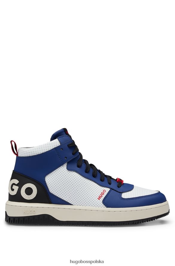 Hugo Boss ciemnoniebieskie, wysokie buty sportowe z różnych materiałów, z logo hugo na plecach ciemny niebieski R0X0H64998