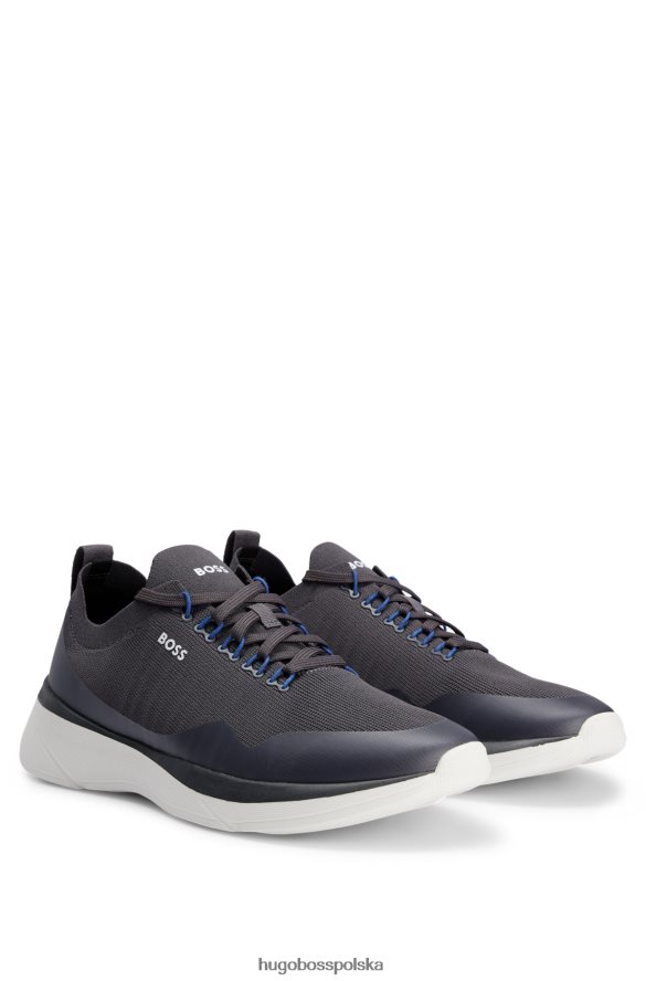 Hugo Boss ciemnoszare buty sportowe w stylu skarpetek z kontrastowym logo hugo ciemno szary R0X0H64686