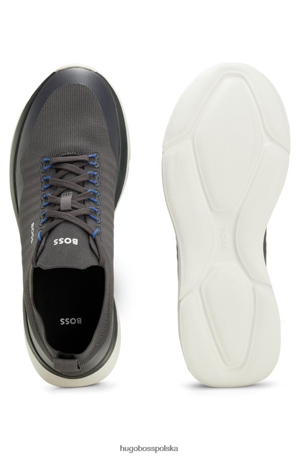 Hugo Boss ciemnoszare buty sportowe w stylu skarpetek z kontrastowym logo hugo ciemno szary R0X0H64686