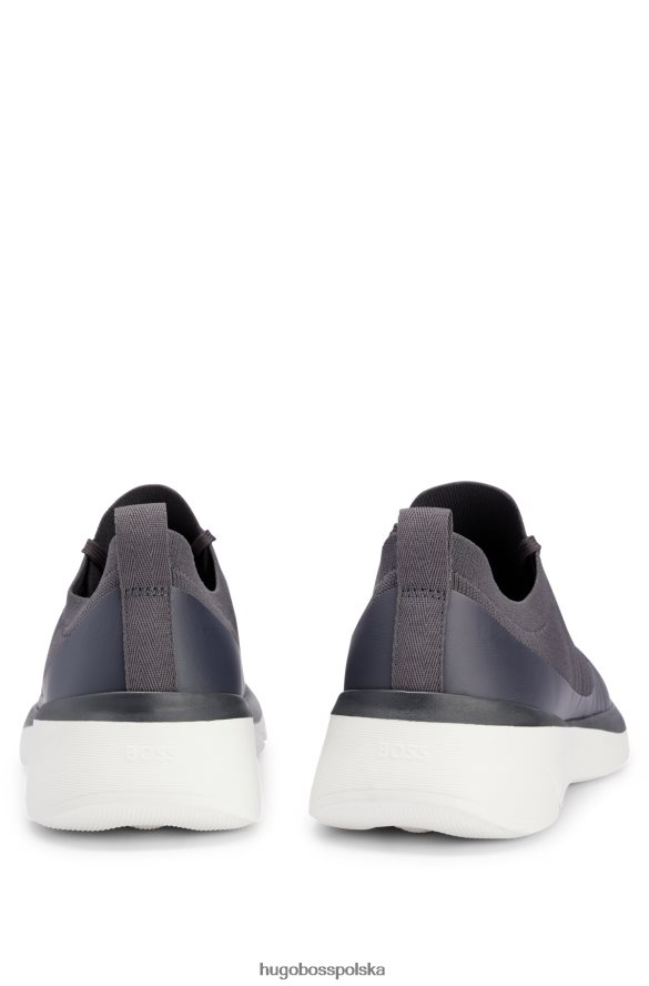 Hugo Boss ciemnoszare buty sportowe w stylu skarpetek z kontrastowym logo hugo ciemno szary R0X0H64686