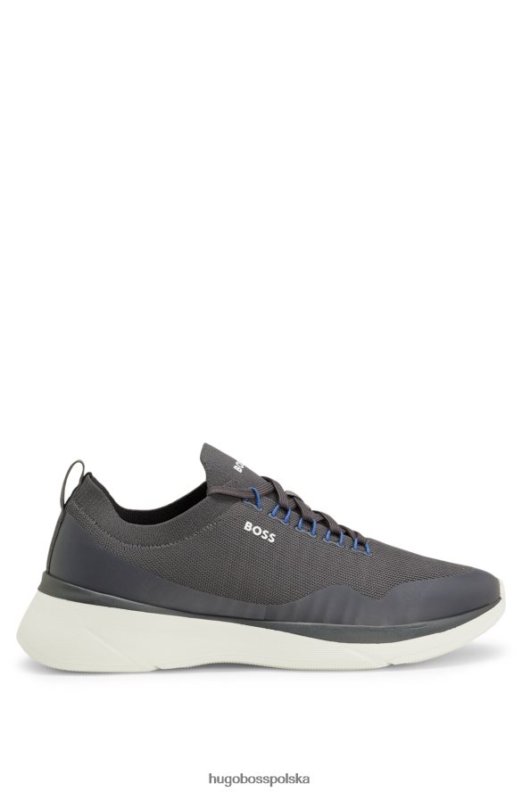 Hugo Boss ciemnoszare buty sportowe w stylu skarpetek z kontrastowym logo hugo ciemno szary R0X0H64686