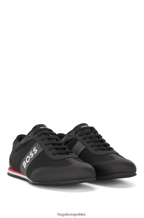 Hugo Boss ciemnoszare buty sportowe z różnych materiałów z sezonowym paskiem z logo hugo ciemno szary R0X0H64949