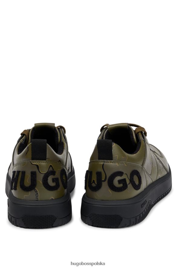 Hugo Boss ciemnozielone buty sportowe hugo ze sztucznej skóry z kamuflażowym nadrukiem i logo ciemnozielony R0X0H64900