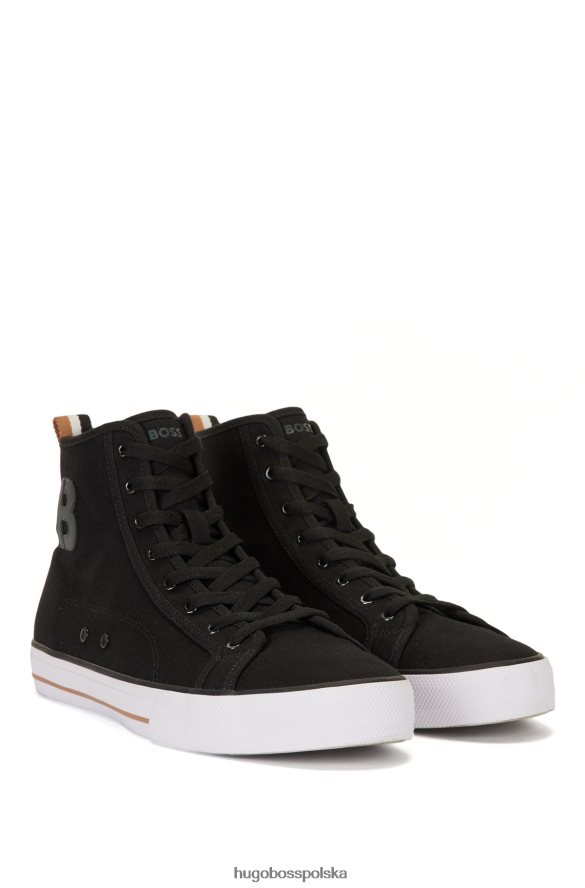 Hugo Boss czarne, bawełniane buty sportowe hugo z logo b czarny R0X0H64894