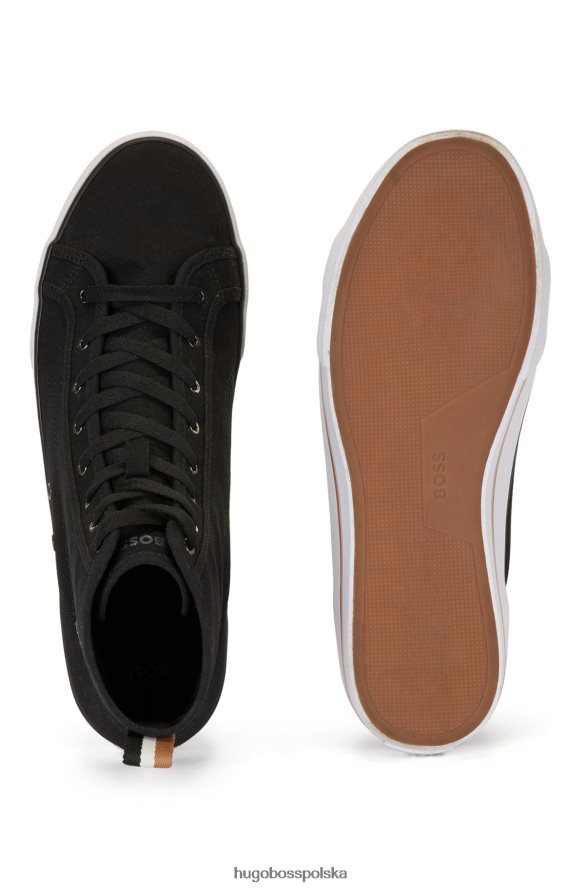 Hugo Boss czarne, bawełniane buty sportowe hugo z logo b czarny R0X0H64894