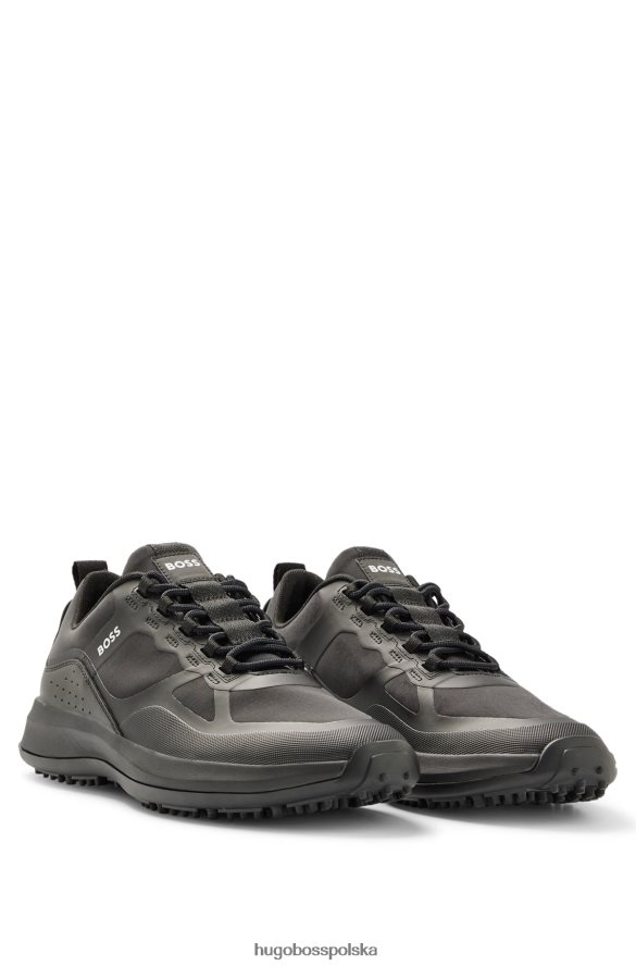 Hugo Boss czarne buty golfowe hugo z mieszanego materiału z gumowaną podeszwą czarny R0X0H64980