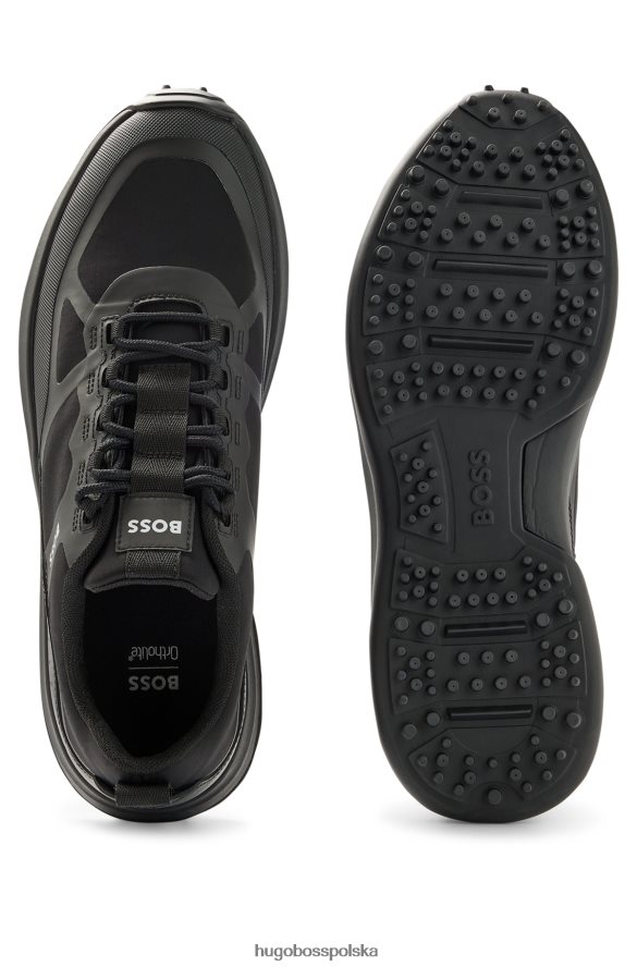 Hugo Boss czarne buty golfowe hugo z mieszanego materiału z gumowaną podeszwą czarny R0X0H64980
