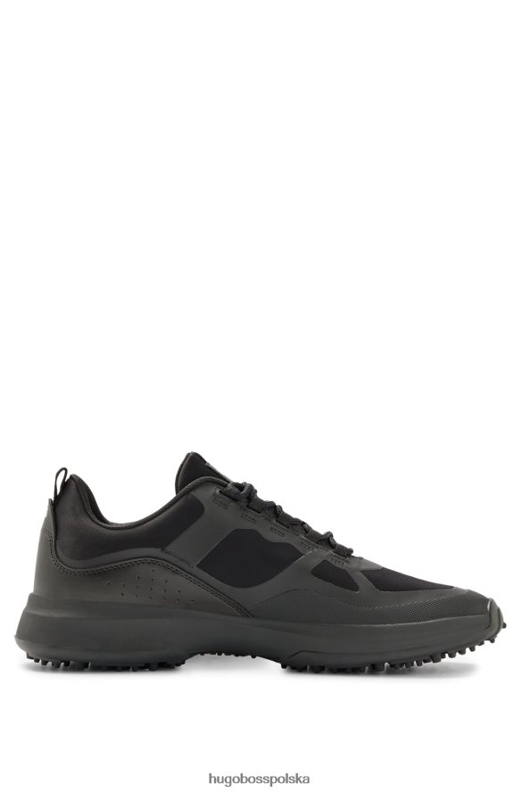 Hugo Boss czarne buty golfowe hugo z mieszanego materiału z gumowaną podeszwą czarny R0X0H64980