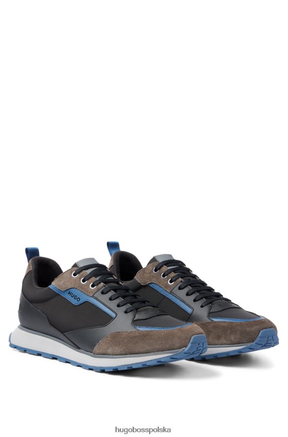 Hugo Boss czarne buty sportowe Hugo inspirowane stylem retro, z zamszu i siateczki czarny R0X0H64713