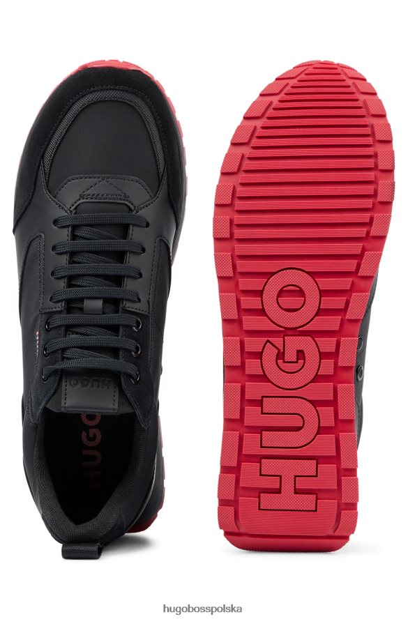Hugo Boss czarne buty sportowe hugo inspirowane stylem retro, z zamszu i siateczki czarny R0X0H64714