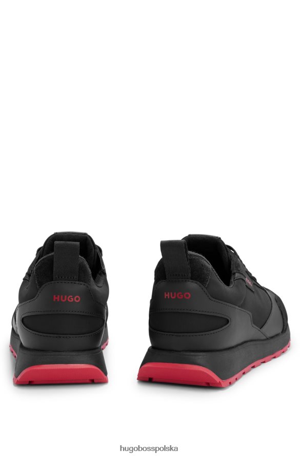 Hugo Boss czarne buty sportowe hugo inspirowane stylem retro, z zamszu i siateczki czarny R0X0H64714