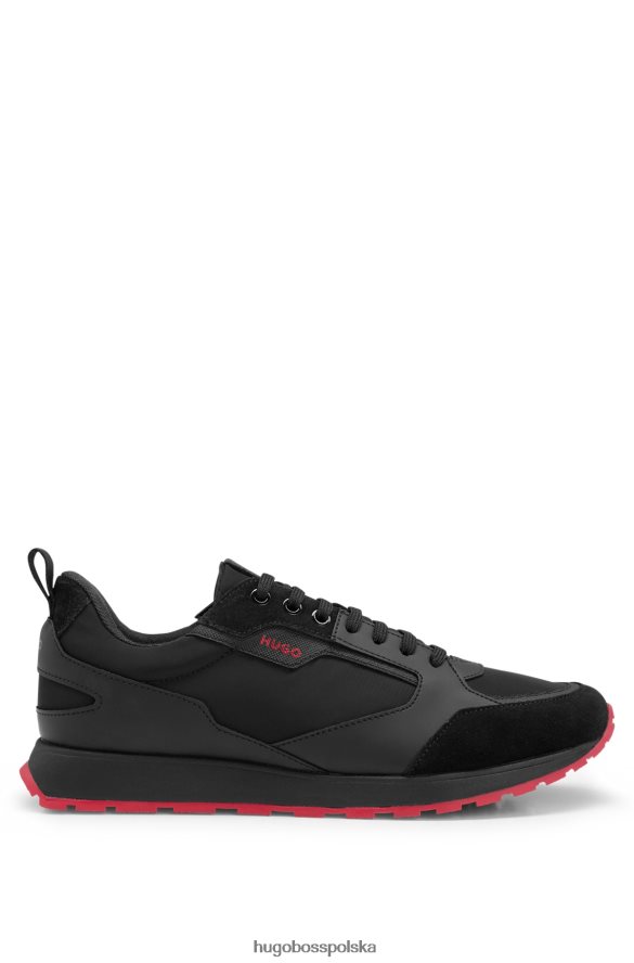 Hugo Boss czarne buty sportowe hugo inspirowane stylem retro, z zamszu i siateczki czarny R0X0H64714