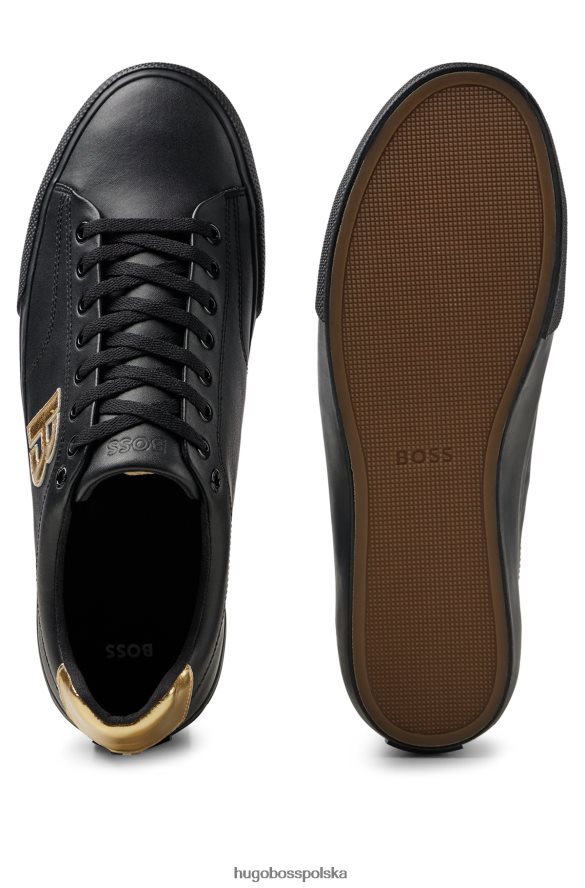 Hugo Boss czarne buty sportowe hugo o niskiej cholewce z kontrastowym detalem „b”. czarny R0X0H64667