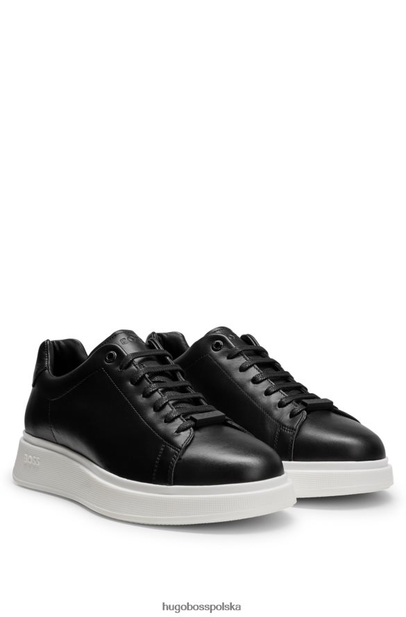 Hugo Boss czarne buty sportowe hugo o niskiej cholewce ze skóry z markową koronkową pętelką czarny R0X0H64737