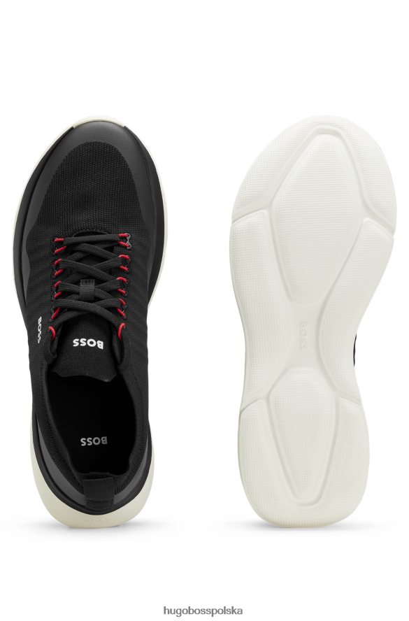 Hugo Boss czarne buty sportowe hugo w stylu skarpetek z kontrastowym brandingiem czarny R0X0H64683