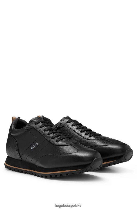 Hugo Boss czarne buty sportowe hugo ze skóry tłoczonej z kontrastowym logo i podeszwą zewnętrzną z pianki eva czarny R0X0H64743