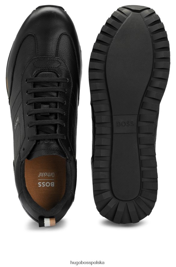 Hugo Boss czarne buty sportowe hugo ze skóry tłoczonej z kontrastowym logo i podeszwą zewnętrzną z pianki eva czarny R0X0H64743