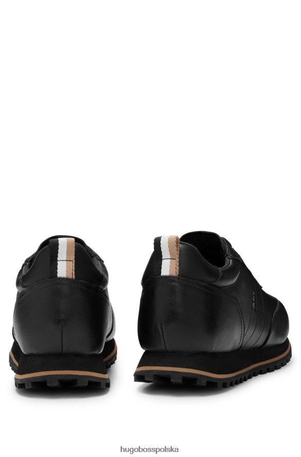 Hugo Boss czarne buty sportowe hugo ze skóry tłoczonej z kontrastowym logo i podeszwą zewnętrzną z pianki eva czarny R0X0H64743