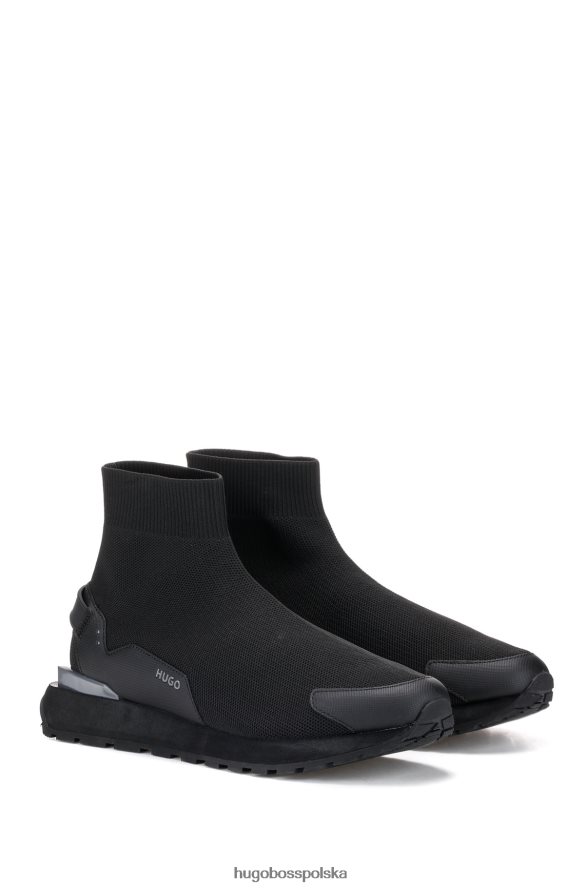Hugo Boss czarne buty sportowe hugo ze skarpetami i pętelką z logo czarny R0X0H64961