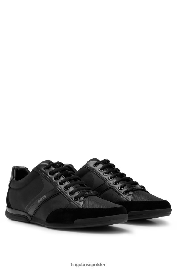 Hugo Boss czarne buty sportowe z mieszanki materiałów z zamszem i sztuczną skórą hugo czarny R0X0H64741