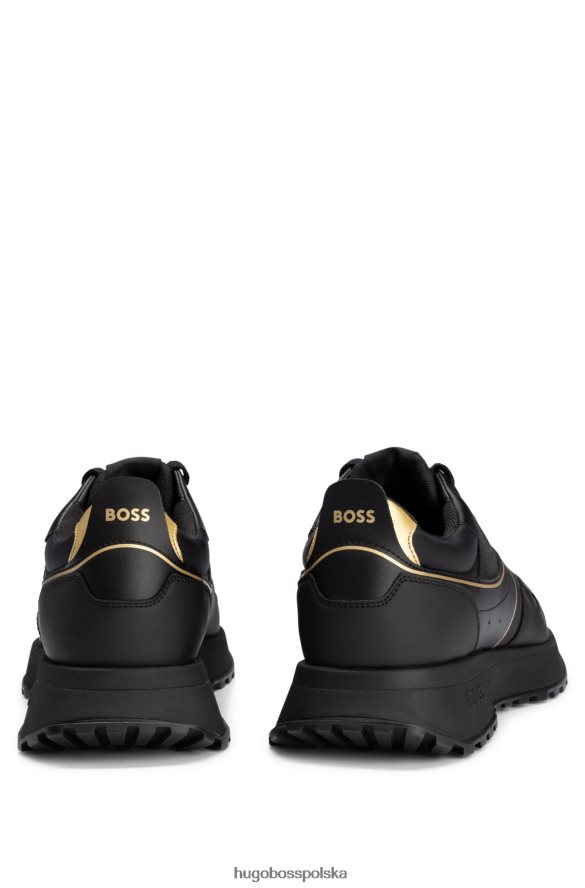 Hugo Boss czarne sportowe buty sportowe hugo z różnych materiałów z metalicznymi akcentami czarny R0X0H64682