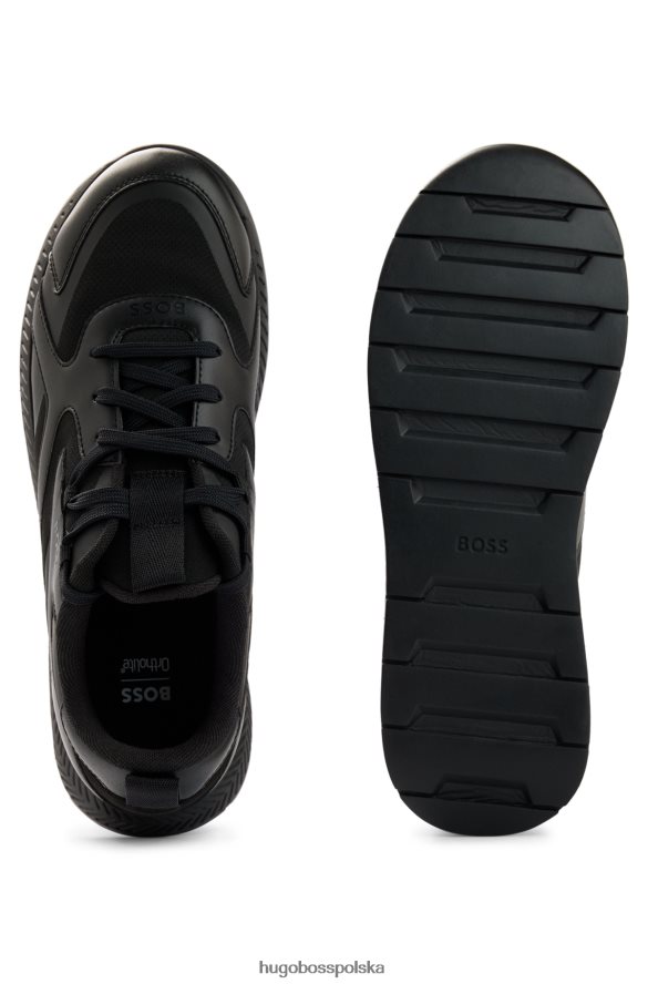 Hugo Boss czarne tenisówki z różnych materiałów z termoaktywnymi detalami hugo czarny R0X0H64844