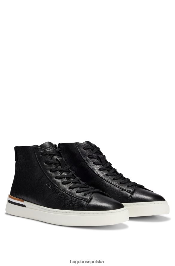 Hugo Boss czarne, wysokie buty sportowe ze sztucznej skóry z charakterystycznym paskiem hugo czarny R0X0H64652
