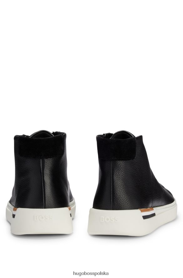 Hugo Boss czarne, wysokie buty sportowe ze sztucznej skóry z charakterystycznym paskiem hugo czarny R0X0H64652