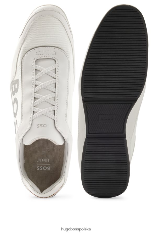 Hugo Boss hugo białe, niskie buty sportowe z różnych materiałów z dużym logo biały R0X0H64790