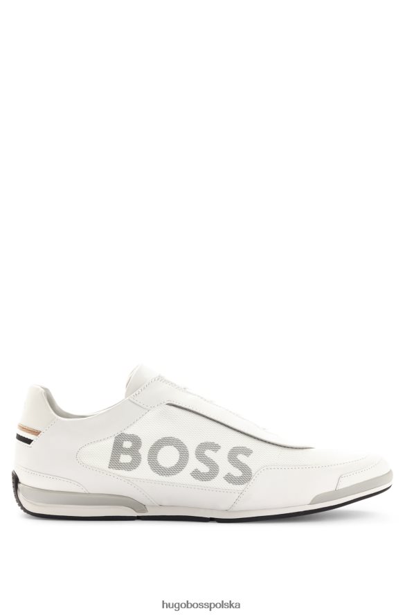 Hugo Boss hugo białe, niskie buty sportowe z różnych materiałów z dużym logo biały R0X0H64790