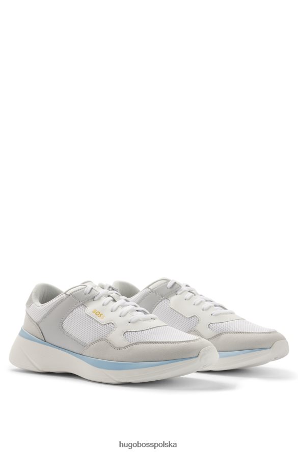 Hugo Boss hybrydowe buty sportowe ze skóry łączonej i siateczki hugo w kolorze jasnoszarym jasnoszary R0X0H64706