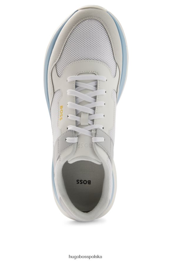 Hugo Boss hybrydowe buty sportowe ze skóry łączonej i siateczki hugo w kolorze jasnoszarym jasnoszary R0X0H64706