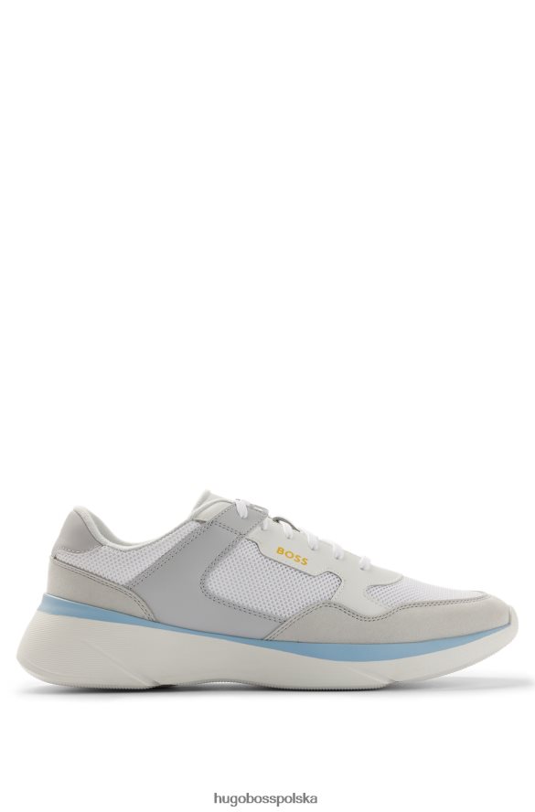 Hugo Boss hybrydowe buty sportowe ze skóry łączonej i siateczki hugo w kolorze jasnoszarym jasnoszary R0X0H64706