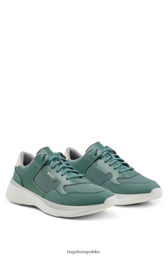 Hugo Boss hybrydowe buty sportowe ze skóry łączonej i siateczki w kolorze zielonym hugo zielony R0X0H64704