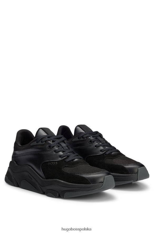 Hugo Boss hybrydowe buty sportowe ze skórzanymi wykończeniami czarne hugo czarny R0X0H64773