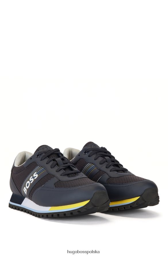 Hugo Boss inspirowane bieganiem buty sportowe z sezonowym logo w ciemnoniebieskim paskiem hugo ciemny niebieski R0X0H64904