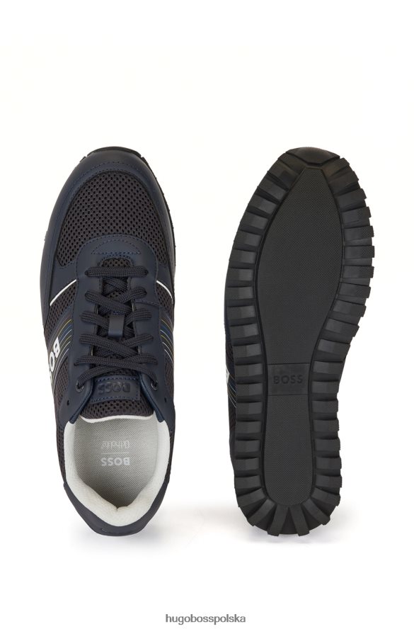 Hugo Boss inspirowane bieganiem buty sportowe z sezonowym logo w ciemnoniebieskim paskiem hugo ciemny niebieski R0X0H64904