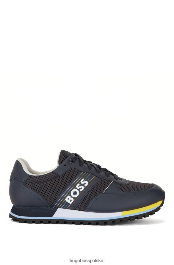 Hugo Boss inspirowane bieganiem buty sportowe z sezonowym logo w ciemnoniebieskim paskiem hugo ciemny niebieski R0X0H64904