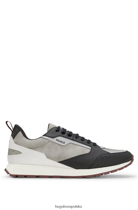 Hugo Boss jasnoszare buty do biegania hugo ze sztucznej skóry i siateczki jasnoszary R0X0H65015