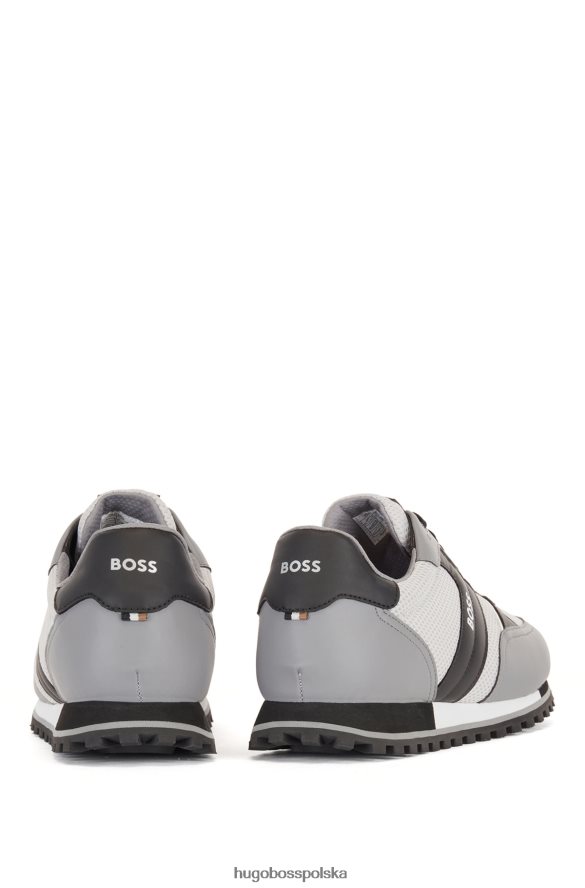 Hugo Boss jasnoszare buty sportowe z siateczki z logo i gumowanymi akcentami hugo jasnoszary R0X0H64768