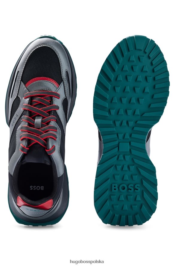 Hugo Boss metaliczne buty sportowe z różnych materiałów w popowych kolorach: czarny hugo czarny R0X0H64698